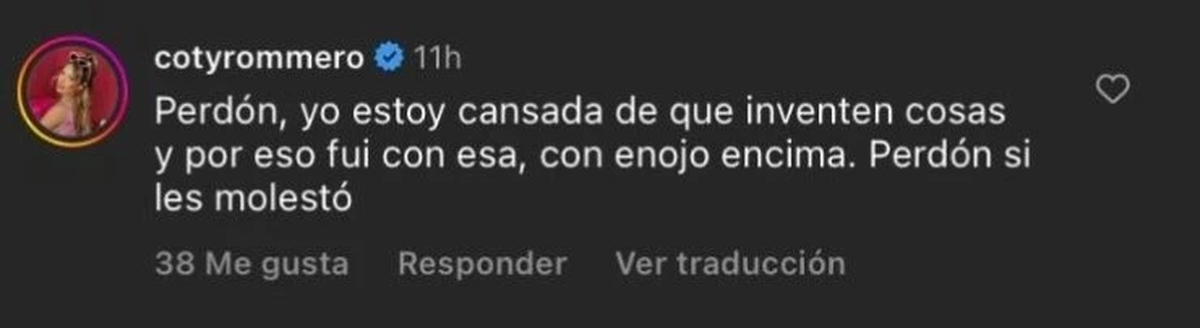 Coti desmintió la reconciliación con Alexis. Coti desmintió la reconciliación con Alexis.