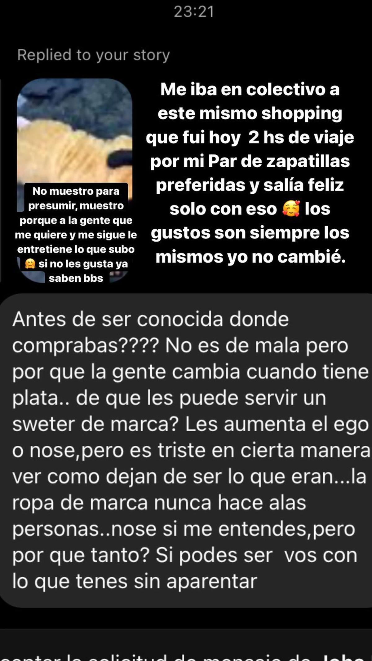 Tamara Báez le contestó a una seguidora.