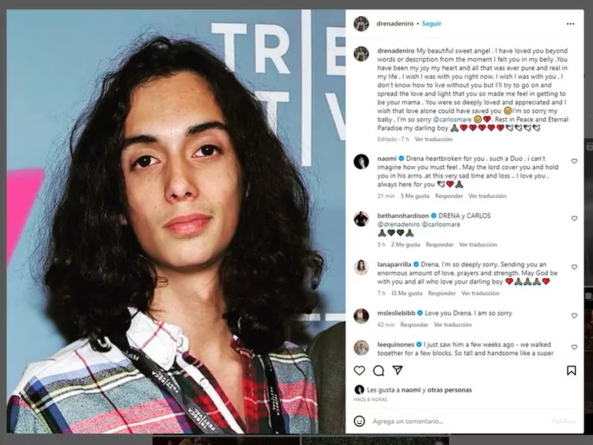 Drena De Niro, la hija de Robert De Niro, despidió a su hijo Leandro en sus redes sociales.