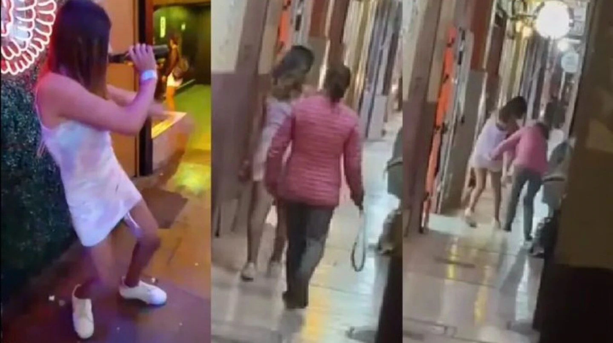 Video: una madre sacó a cinturonazos a su hija de un boliche tras desobedecerla