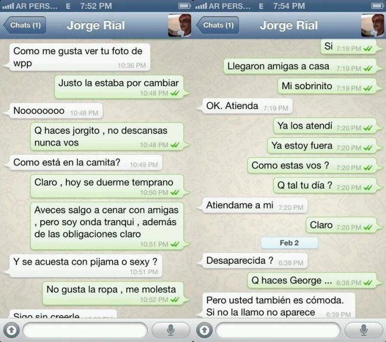 Los comprometedores mensajes de Rial a Mirra que terminaron en un escándalo. 