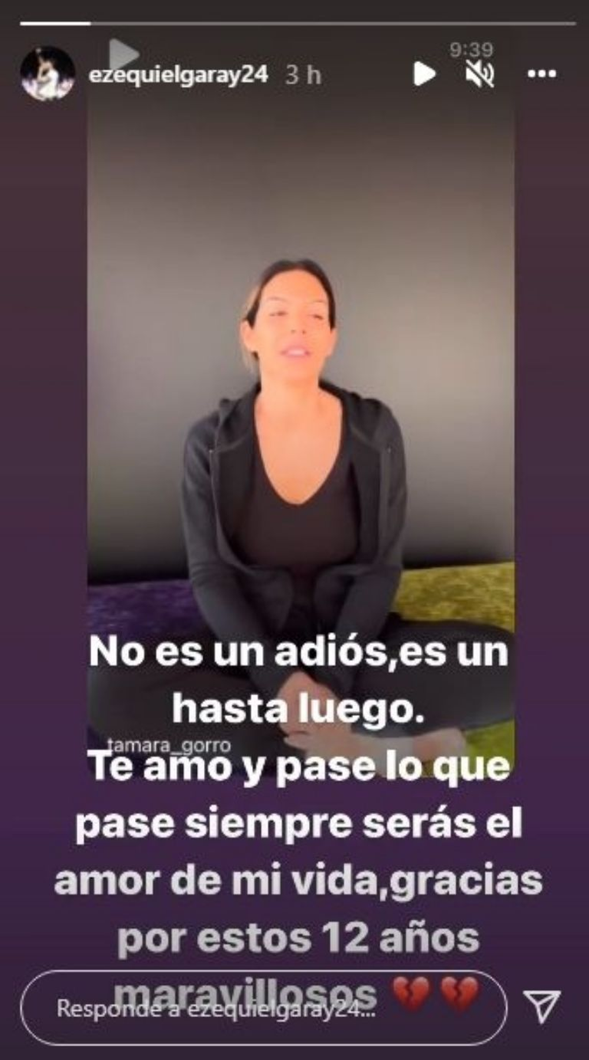 El mensaje de Ezequiel Garay a Tamara Gorro.