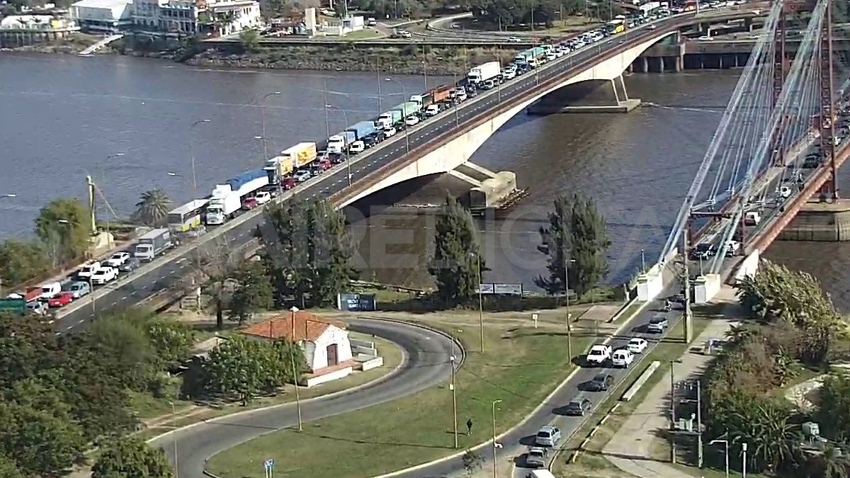 El corte en la ruta 168 este miércoles. 