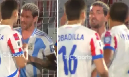 En uno de esos picantes cruces, Rodrigo De Paul se enojó con un futbolista de la Albirroja y le hizo un gesto elocuente. En uno de esos picantes cruces, Rodrigo De Paul se enojó con un futbolista de la Albirroja y le hizo un gesto elocuente.