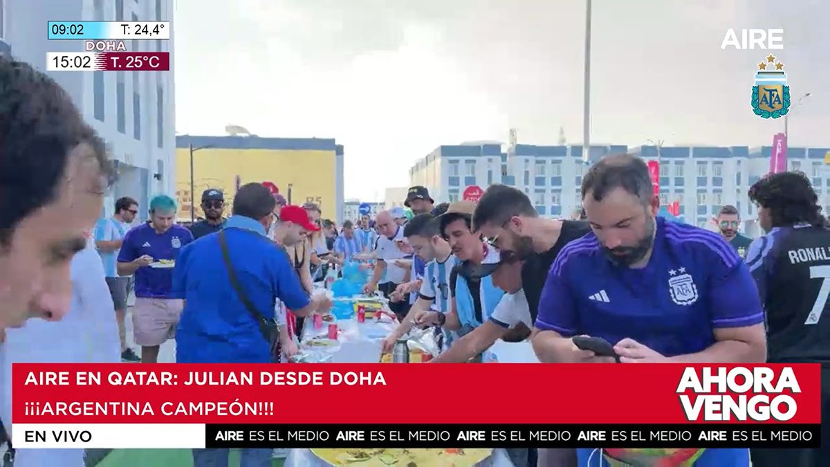 El jeque sirvió carne con arroz para los argentinos en Barwa.