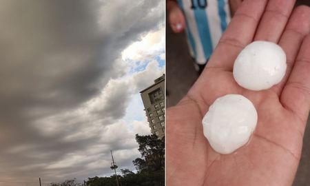 Alerta por tormentas en Santa Fe y la región. El cielo de la tarde en avenida J.J. Paso y el granizo seco caído en Sauce Viejo. Alerta por tormentas en Santa Fe y la región. El cielo de la tarde en avenida J.J. Paso y el granizo seco caído en Sauce Viejo.