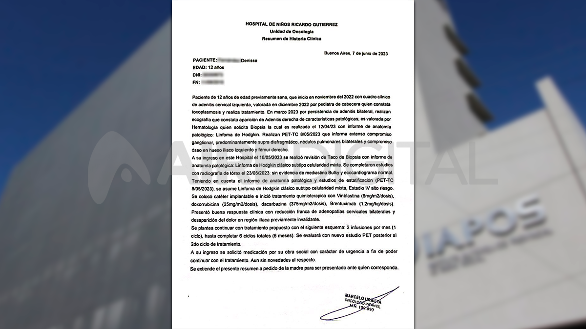 Los médicos del Hospital Gutiérrez insisten en que la paciente mostró una evidente mejoría luego de la primera quimioterapia. Los médicos del Hospital Gutiérrez insisten en que la paciente mostró una evidente mejoría luego de la primera quimioterapia.