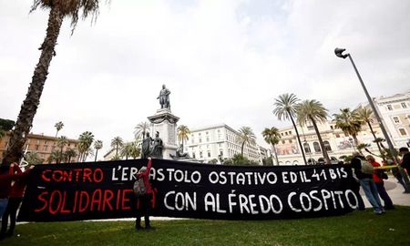 Este sábado se produjo una nueva protesta por la situación del anarquista Alfredo Cospito.