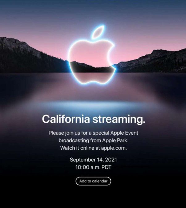 El anuncio de Apple para el evento del 14 de septiembre.