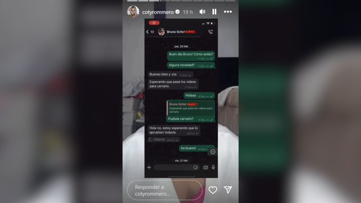 Los chats de la denuncia de Coty Romero. Los chats de la denuncia de Coty Romero.