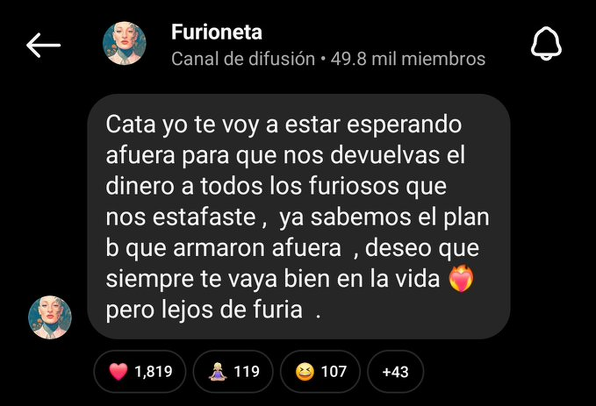 La tremenda amenaza de Coy, la hermana de Furia, a Catalina Gorostidi. La tremenda amenaza de Coy, la hermana de Furia, a Catalina Gorostidi.