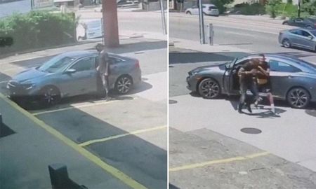 El ladrón aprovechó el momento y se subió al auto intentando darse a la fuga. El ladrón aprovechó el momento y se subió al auto intentando darse a la fuga.