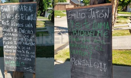 Le piden ayuda a Santi Maratea y a Riquelme para que les arreglen el bache del barrio. Le piden ayuda a Santi Maratea y a Riquelme para que les arreglen el bache del barrio.