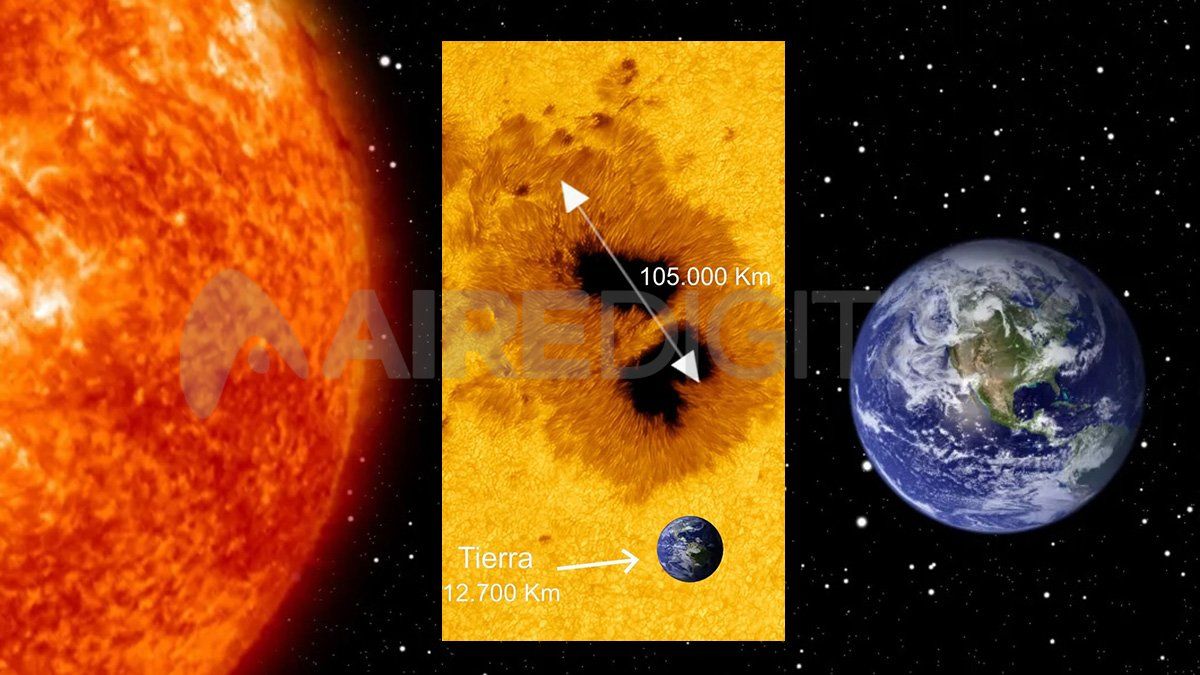 La mancha ya cruzó toda la superficie del Sol