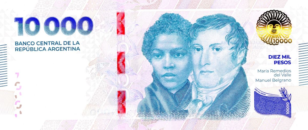 Nuevos billetes: imágenes de Manuel Belgrano y de María Remedios del Valle.