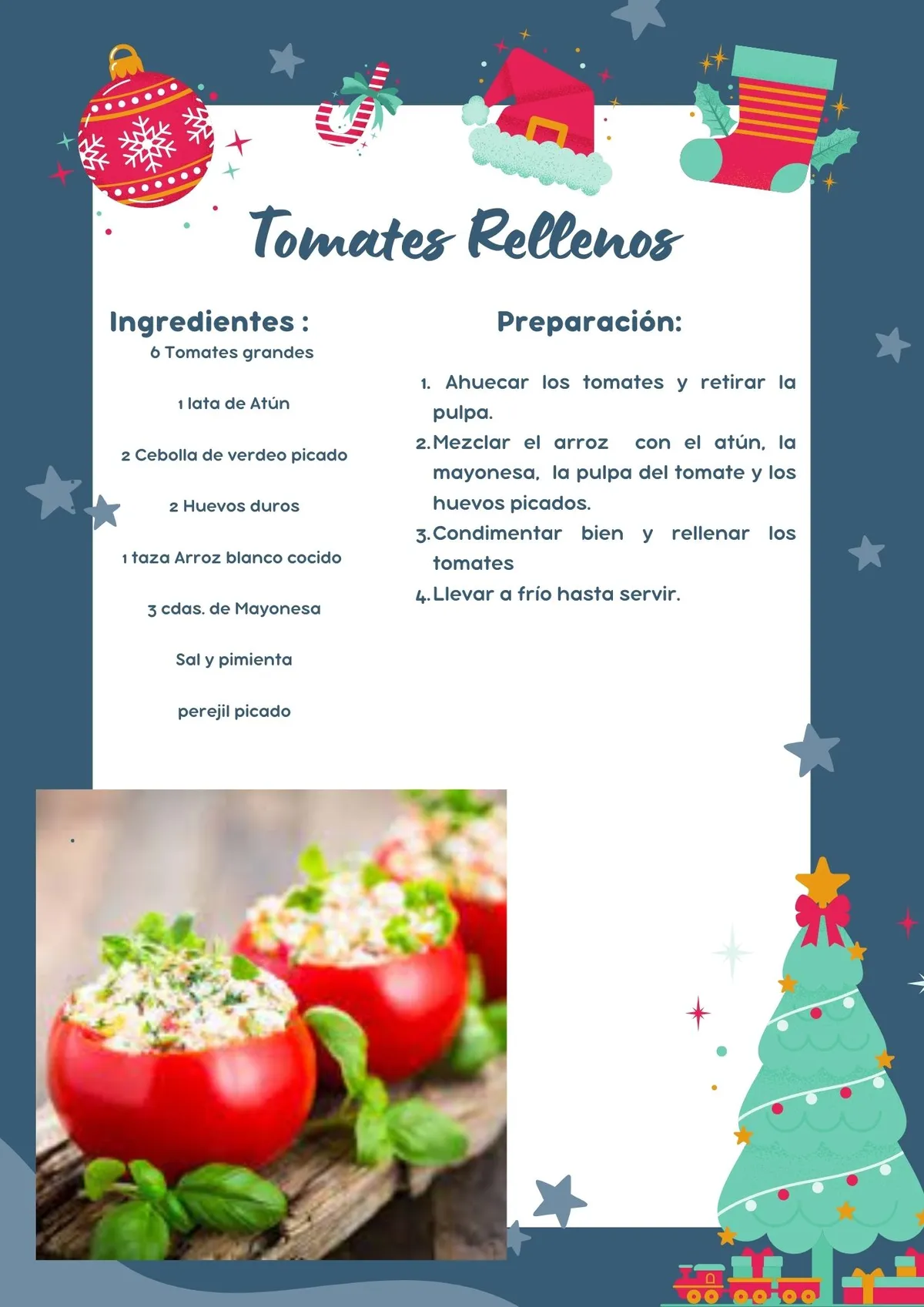 Receta de tomates rellenos. Receta de tomates rellenos.