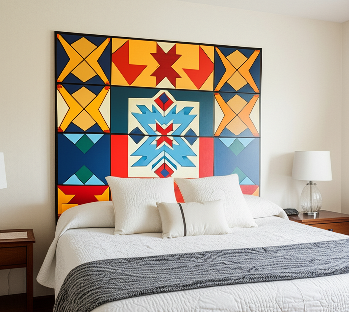 Los murales reemplazan al respaldo de cama y lo hace un ambiente único. Los murales reemplazan al respaldo de cama y lo hace un ambiente único.