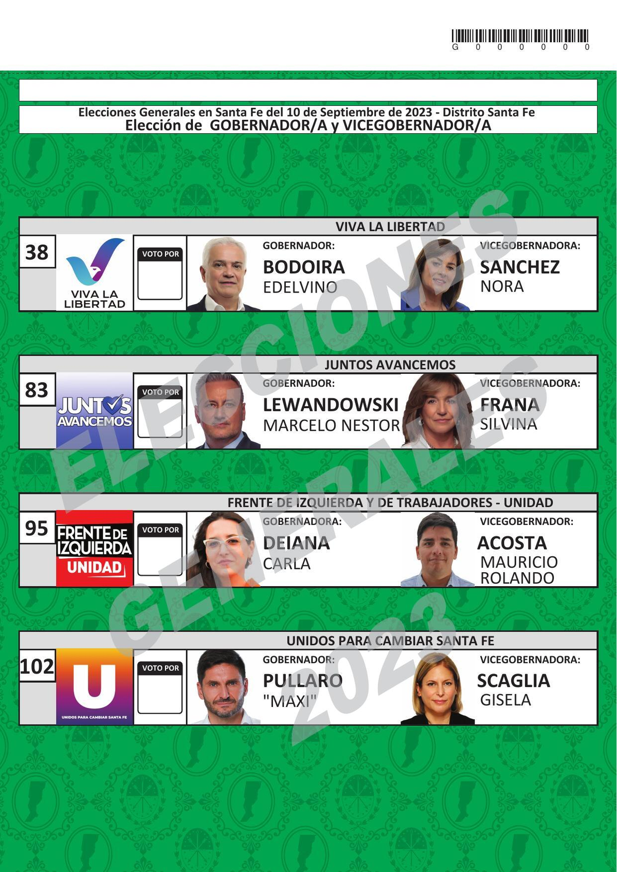 Elecciones Santa Fe 2023 conocé las boletas de los candidatos de cada