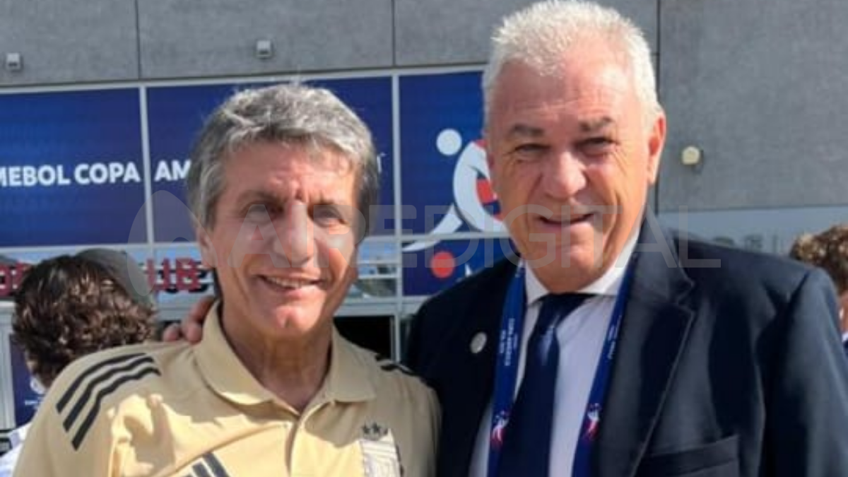 El cruce de santafesinos en Atlanta: AIRE con directivos de la Conmebol.