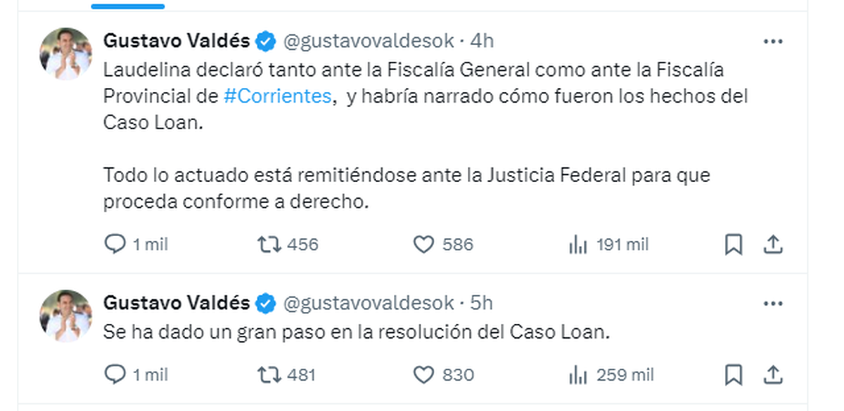 El tuit del gobernador de Corrientes. El tuit del gobernador de Corrientes.