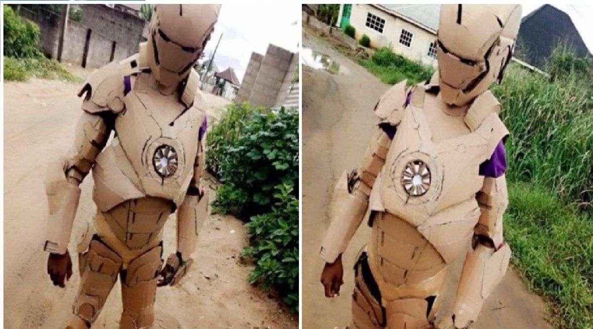 Un niño confeccionó un traje de Iron Man con cartón y conmovió con sus palabras: No importan los recursos disponibles