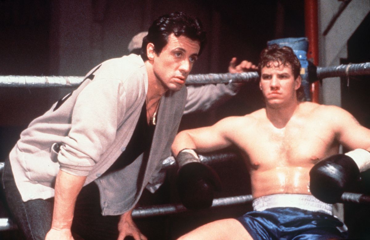 Junto a Sylvester Stallone en Rocky V (1990).
