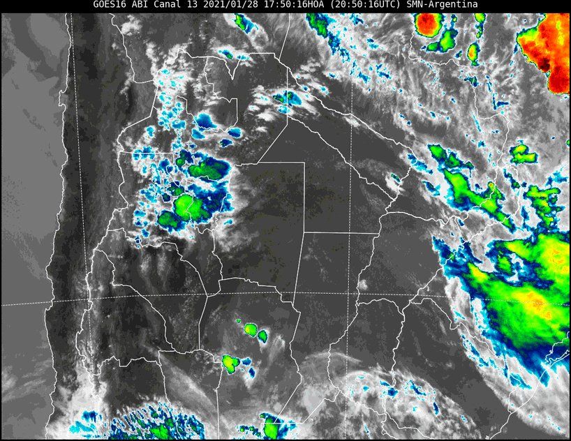 En la imagen satelital del tiempo a las 17.50 horas del jueves se observa poca nubosidad en Santa Fe y la región y el norte de la provincia.