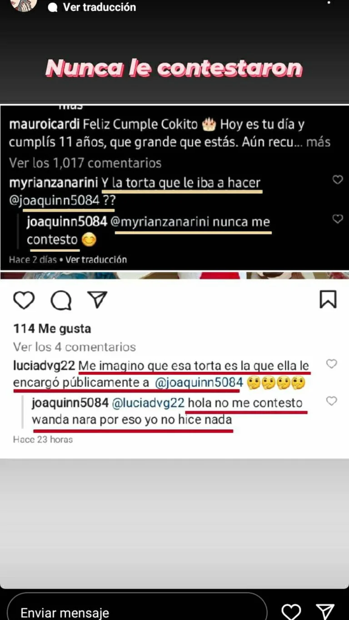 El mensaje de Joaqu&iacute;n Nahuel.