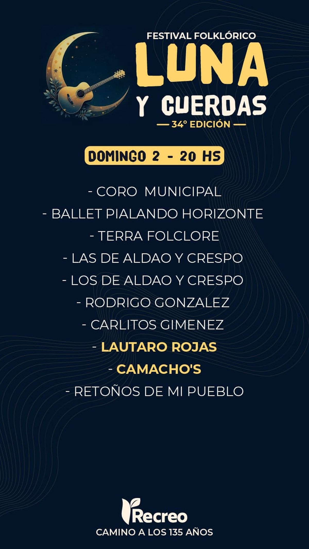 Grilla de la segunda jornada de la fiesta. Grilla de la segunda jornada de la fiesta.