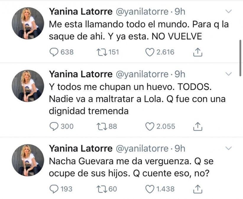Yanina Latorre apuntó contra la jurado por haber maltratado a su hija Lola. 