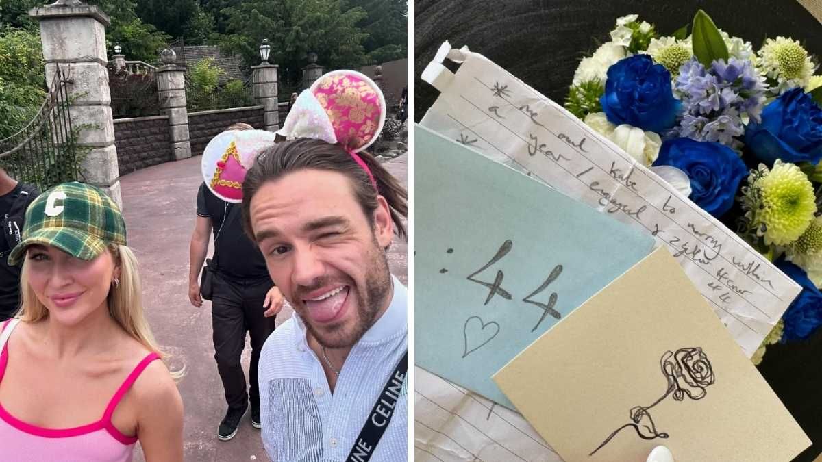 Liam Payne junto a Kate Cassidy, por un lado. En el otro, una carta que el músico le escribió a su novia. Liam Payne junto a Kate Cassidy, por un lado. En el otro, una carta que el músico le escribió a su novia. 