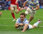 Nicolás Sanchez marcó un histórico try para Los Pumas ante Gales. Nicolás Sanchez marcó un histórico try para Los Pumas ante Gales.