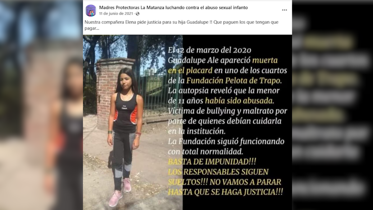 El pedido de Justicia por Guadalupe, en las redes. (Foto: Facebook). El pedido de Justicia por Guadalupe, en las redes. (Foto: Facebook).