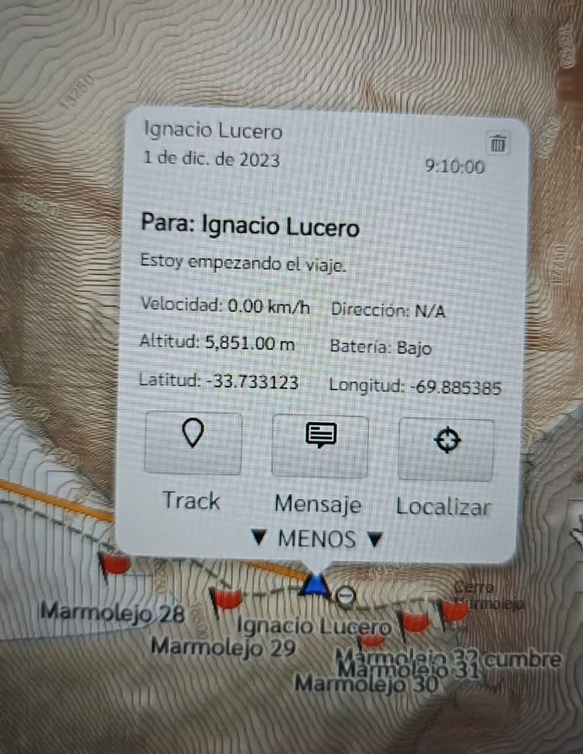 El último mensaje que envió Nacho Lucero el viernes a la mañana. El último mensaje que envió Nacho Lucero el viernes a la mañana.