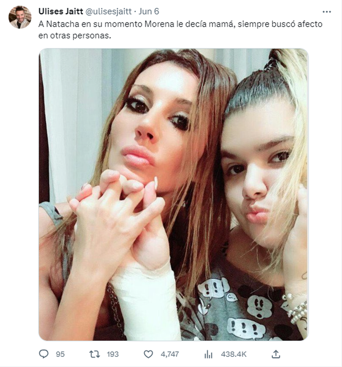 De acuerdoa Ulises Jaitt, el hermano de Natacha Jaitt, Morena Rial buscaba afecto todo el tiempo. 