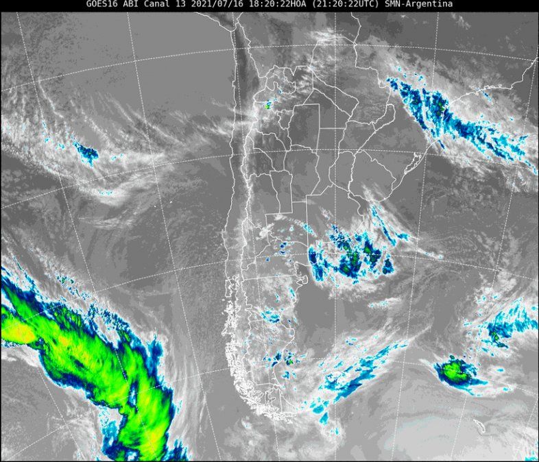 En la imagen satelital se observa el cielo prácticamente despejado nuevamente sobre la provincia.