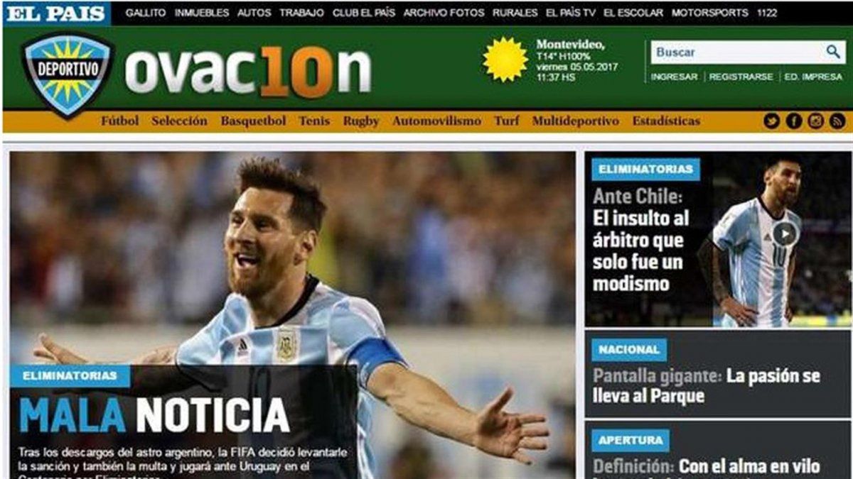 Los medios uruguayos lamentaron el indulto a Messi