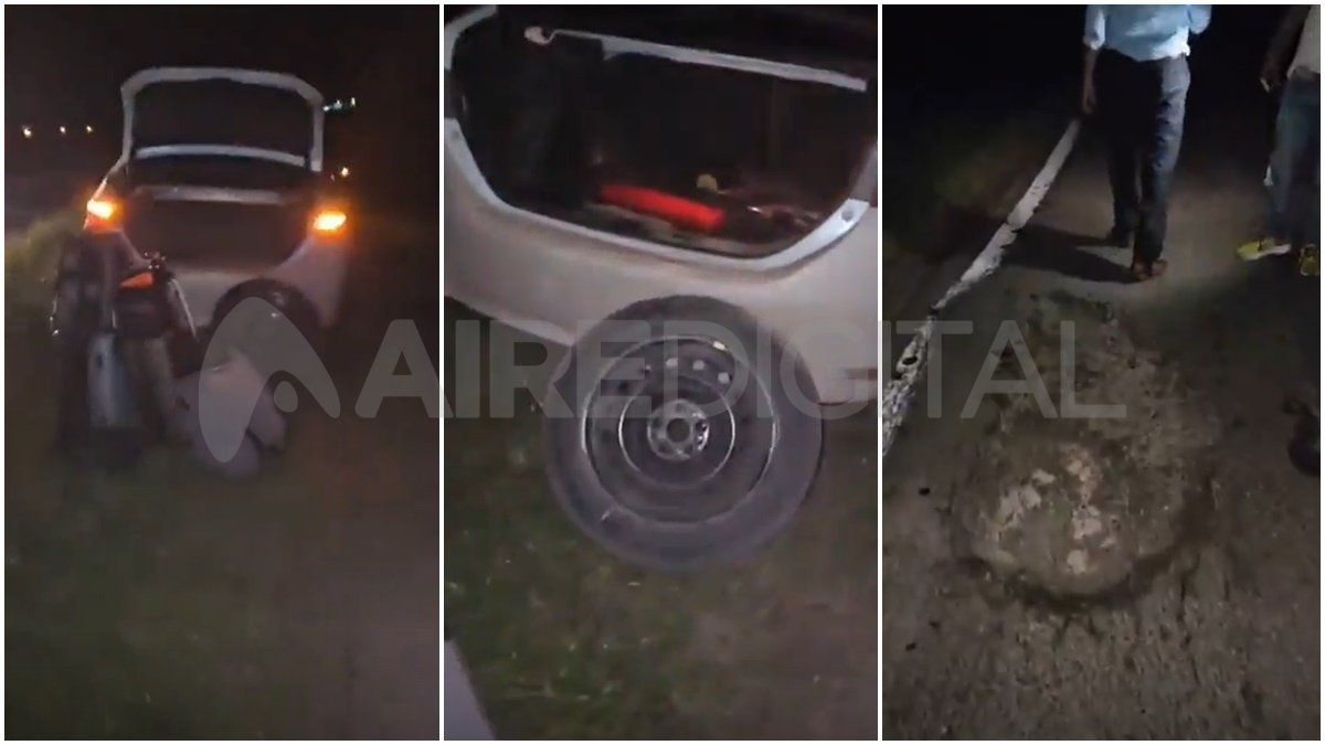 El legislador provincial reflejó en sus redes sociales cómo quedó el auto tras el accidente en la ruta nacional 11.&nbsp;