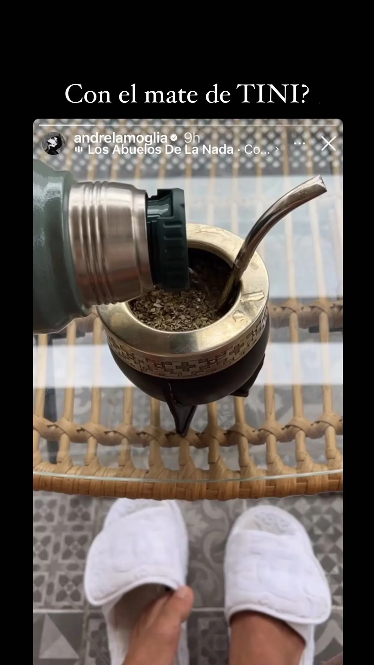 La foto de la polémica: el mate de Tini Stoessel compartido por André Lamoglia. La foto de la polémica: el mate de Tini Stoessel compartido por André Lamoglia.