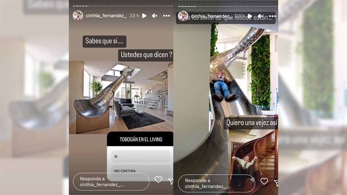 En sus historias de Instagram, Cinthia Fernández mostró que le gustaría construir un tobogán en su casa.