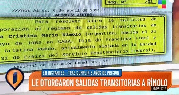 La Justicia finalmente autorizó a Giselle Rímolo a salir temporariamente del penal de Ezeiza. 
