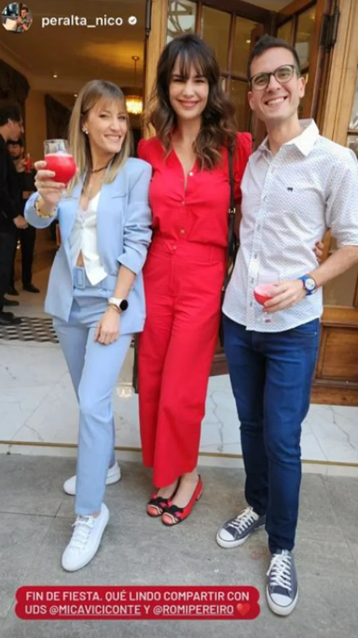 Ariel Rodríguez Palacios, Romina Pereiro y Nicolás Peralta, compañeros de Mica Viciconte, estuvieron presentes en el cumpleaños de Luca Cubero.