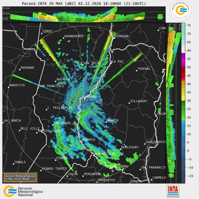 En la imagen satelital se observa el desplazamiento hacia el este de la masa de inestabilidad que produjo lluvias y tormentas en nuestra región.