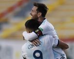 Lionel Messi festejando el gol de Joaquín Correa. Lionel Messi festejando el gol de Joaquín Correa.