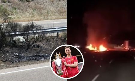 Video: Grabaron el auto de Diogo Jota incendiándose en la carretera minutos después del accidente