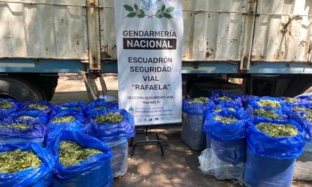 Las hojas de coca iban dentro de bultos color azul. Las hojas de coca iban dentro de bultos color azul.