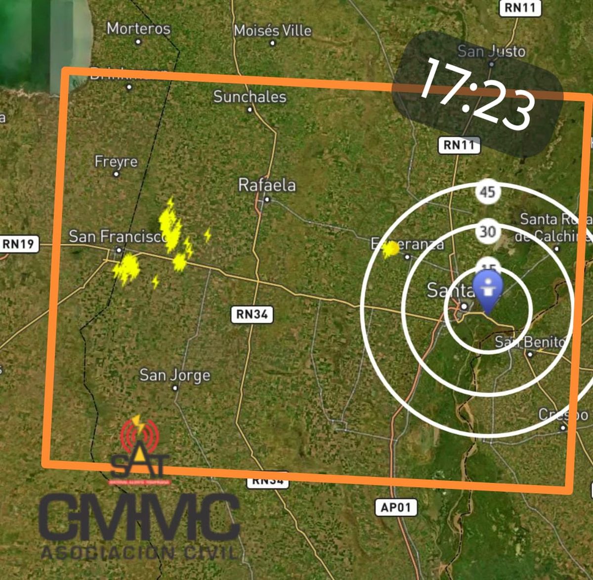El Centro de Monitoreo Meteorológico de Santa Fe (CMMC SAT) emitió un aviso preventivo ante el desarrollo de actividad eléctrica leve a moderada en distintos sectores de la región. El Centro de Monitoreo Meteorológico de Santa Fe (CMMC SAT) emitió un aviso preventivo ante el desarrollo de actividad eléctrica leve a moderada en distintos sectores de la región.