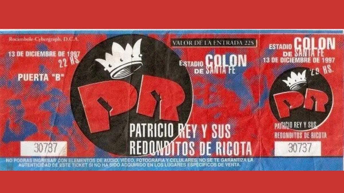 El anuncio de la entrada del día que los Redondos tocaron en Santa Fe en el estadio de Colón. El anuncio de la entrada del día que los Redondos tocaron en Santa Fe en el estadio de Colón.