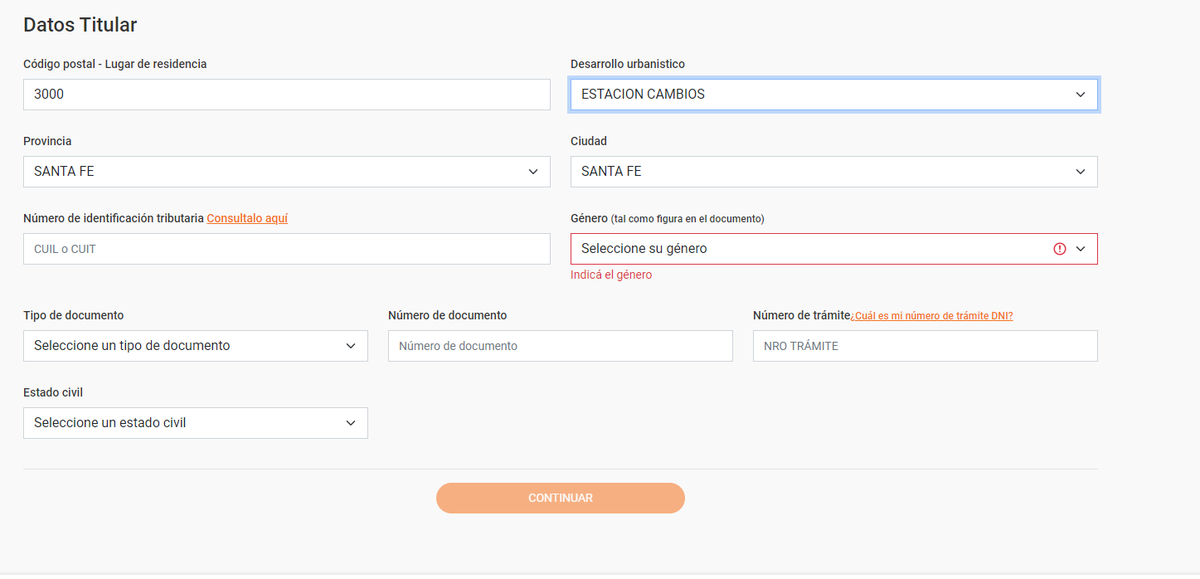 Captura del formulario para inscribirse al Procrear II. Captura del formulario para inscribirse al Procrear II.