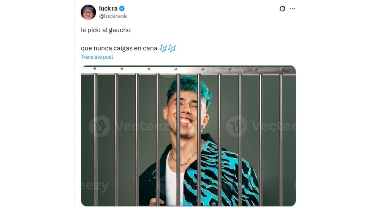 El mensaje que compartió Luck Ra luego de ser detenido. El mensaje que compartió Luck Ra luego de ser detenido.